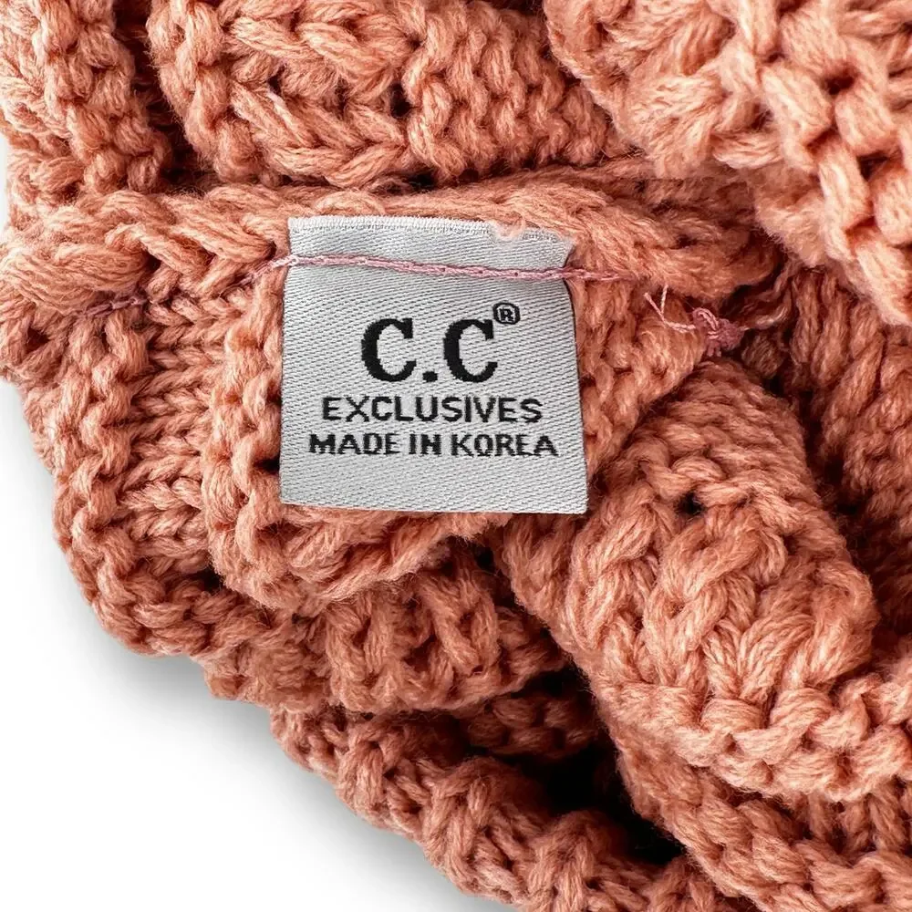 C.C. Kids Indie Pink Solid Knit Pom Knit Sweater Beanie Cap Hat Girls